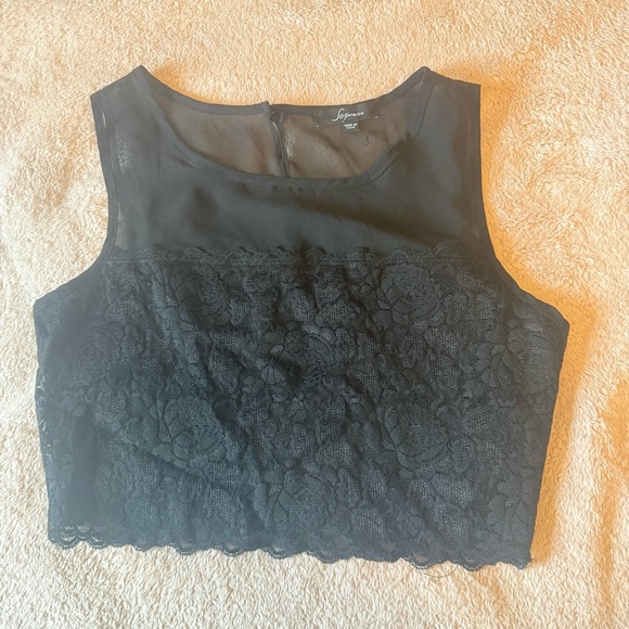 Soprano Tops - Soprano Black Lace Sleeveless Top